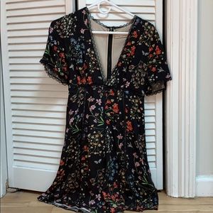 Alice and Olivia Black Floral Mini Dress